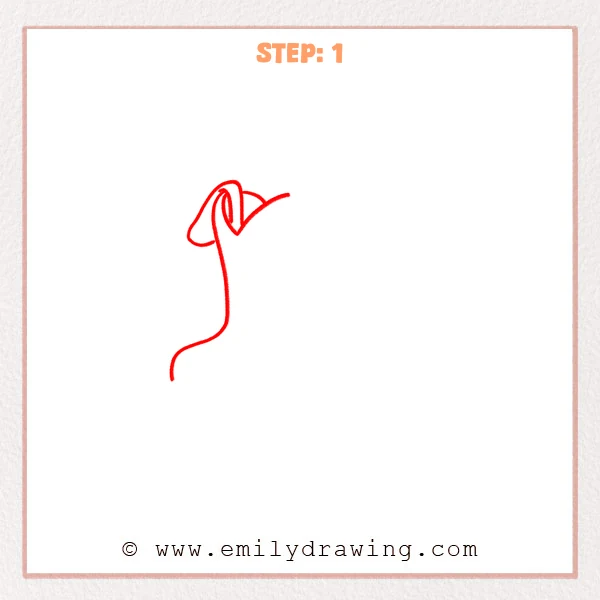 how to draw a cowboy boots - Step 1 of how to draw cowboy boots shows a simple curved shaft outline with a rounded top opening and a folded rim line.